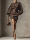 Esme | Women's Belted Ribbed Knit Mini Dress