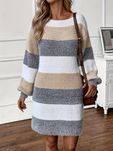 Ashley | Women's Color Block Striped Knit Mini Dress