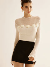 3D Flower Panel Soft Knit Top - Maison Sydney