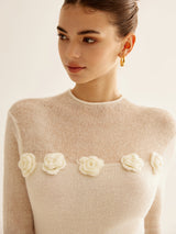 3D Flower Panel Soft Knit Top - Maison Sydney