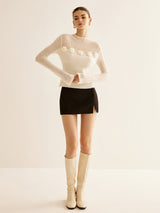 3D Flower Panel Soft Knit Top - Maison Sydney