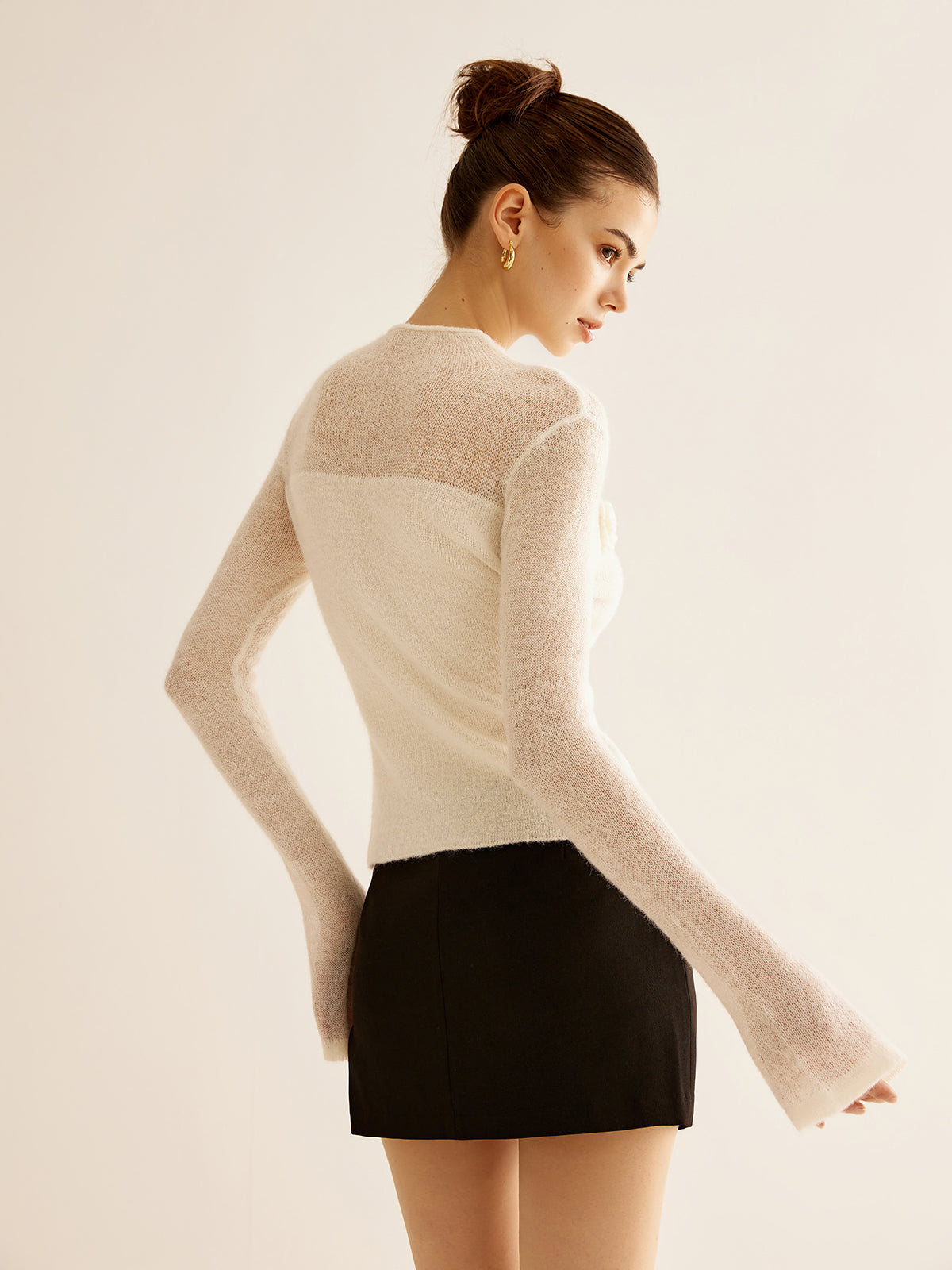 3D Flower Panel Soft Knit Top - Maison Sydney