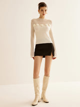 3D Flower Panel Soft Knit Top - Maison Sydney