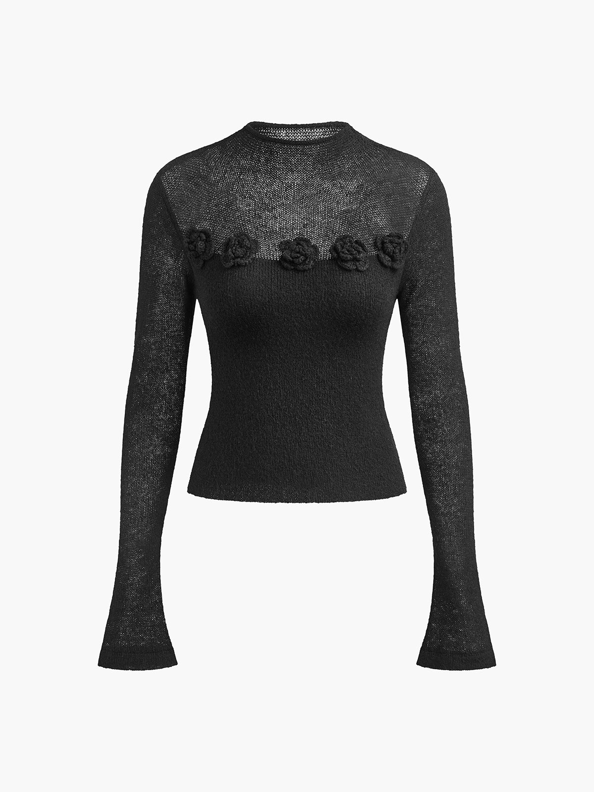 3D Flower Panel Soft Knit Top - Maison Sydney