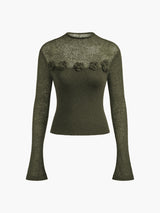 3D Flower Panel Soft Knit Top - Maison Sydney