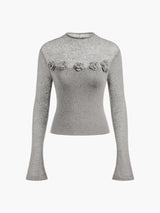 3D Flower Panel Soft Knit Top - Maison Sydney