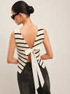 Bow Back Detail Striped Sweater Vest - Maison Sydney