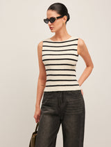 Bow Back Detail Striped Sweater Vest - Maison Sydney