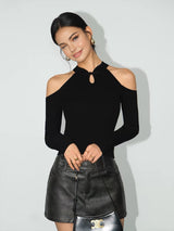 Cold-Shoulder Knot Jersey Top - Maison Sydney