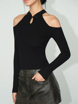 Cold-Shoulder Knot Jersey Top - Maison Sydney
