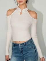 Cold-Shoulder Knot Jersey Top - Maison Sydney