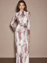 Tye Dye Printed Mesh Dress Without Belt - Maison Sydney