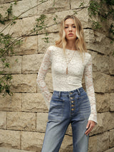 Floral Lace Long-Sleeve Top - Maison Sydney