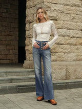 Floral Lace Long-Sleeve Top - Maison Sydney