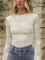 Floral Lace Long-Sleeve Top - Maison Sydney
