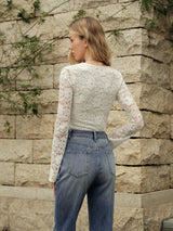 Floral Lace Long-Sleeve Top - Maison Sydney
