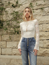 Floral Lace Long-Sleeve Top - Maison Sydney