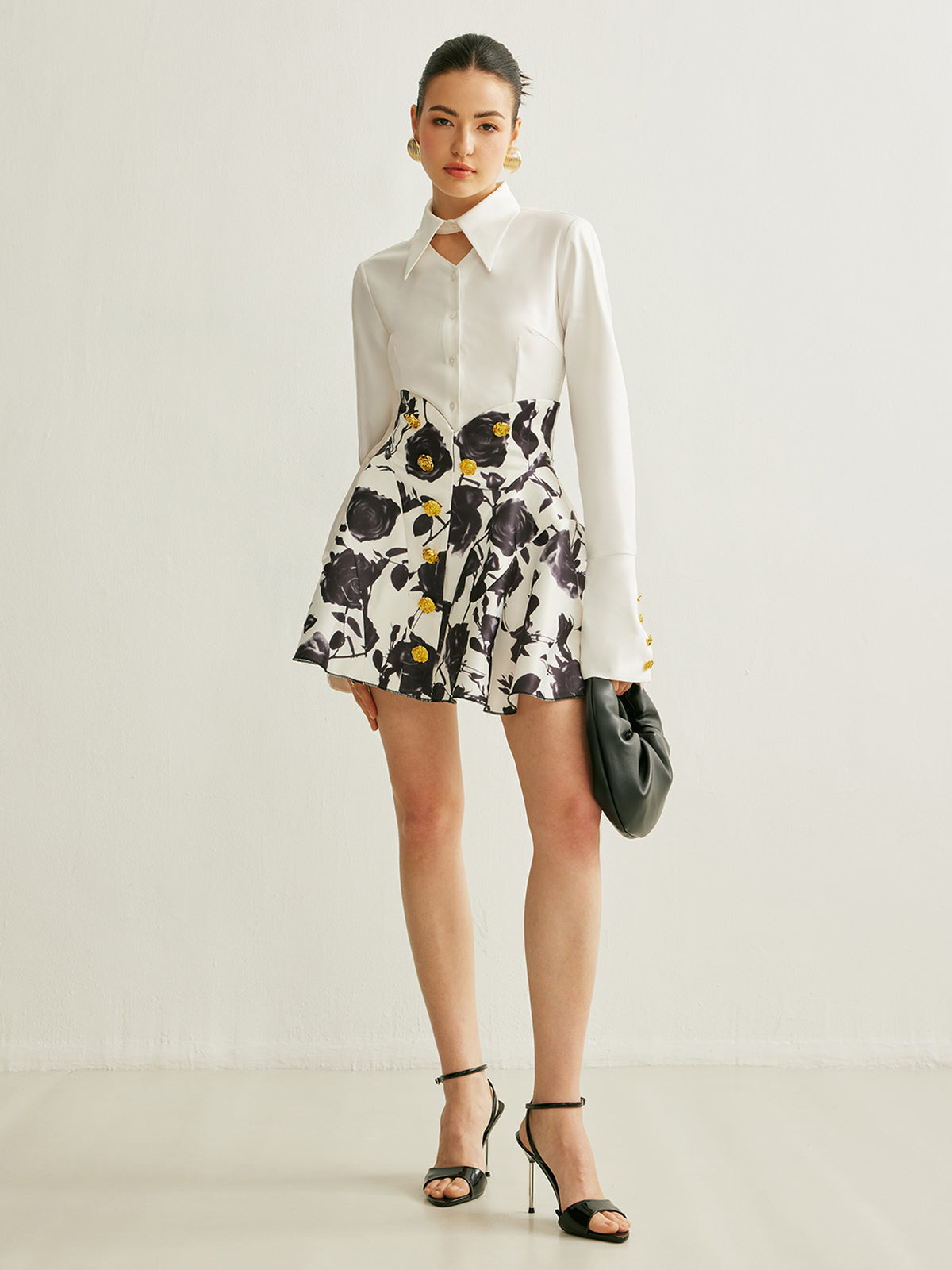 Floral Print Button-Detail Skirt - Maison Sydney