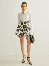 Floral Print Button-Detail Skirt - Maison Sydney