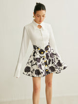Floral Print Button-Detail Skirt - Maison Sydney