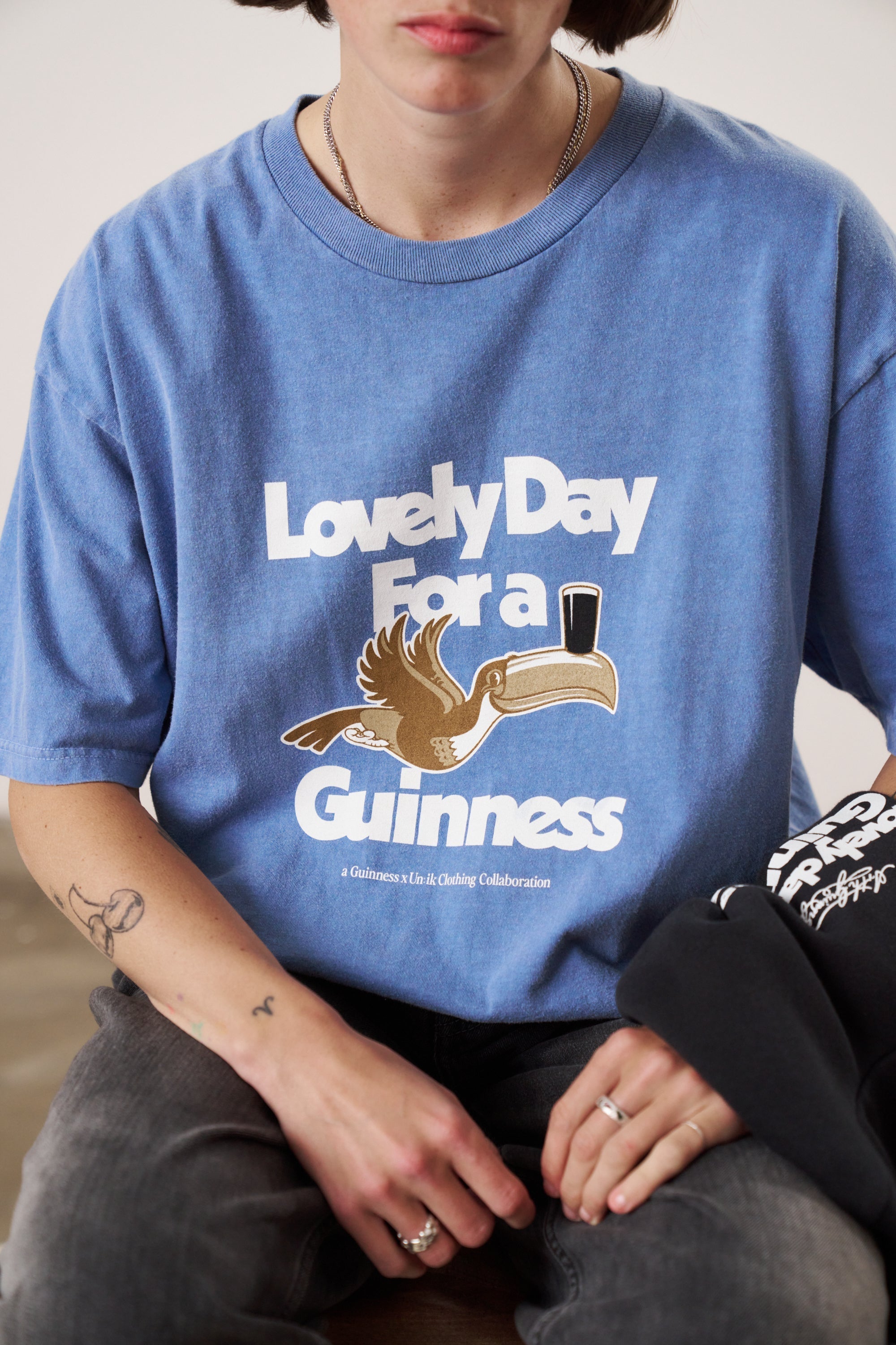 Guinness x MS 'Lovely Day' Vintage Washed Tee - Blue - Maison Sydney