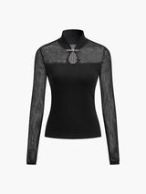 Keyhole Neckline Semi-Sheer Knit Top - Maison Sydney