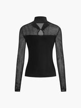 Keyhole Neckline Semi-Sheer Knit Top - Maison Sydney