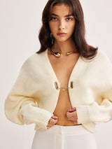 Leg-Of-Mutton Sleeve Metal Cardigan - Maison Sydney