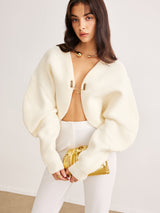 Leg-Of-Mutton Sleeve Metal Cardigan - Maison Sydney