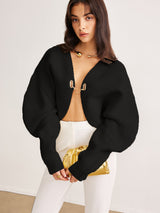 Leg-Of-Mutton Sleeve Metal Cardigan - Maison Sydney