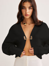 Leg-Of-Mutton Sleeve Metal Cardigan - Maison Sydney