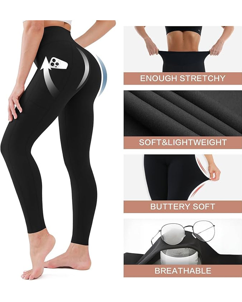 High Waisted Butt Lifting Tummy Control Side Pocket Shaping Training Leggings - Maison Sydney