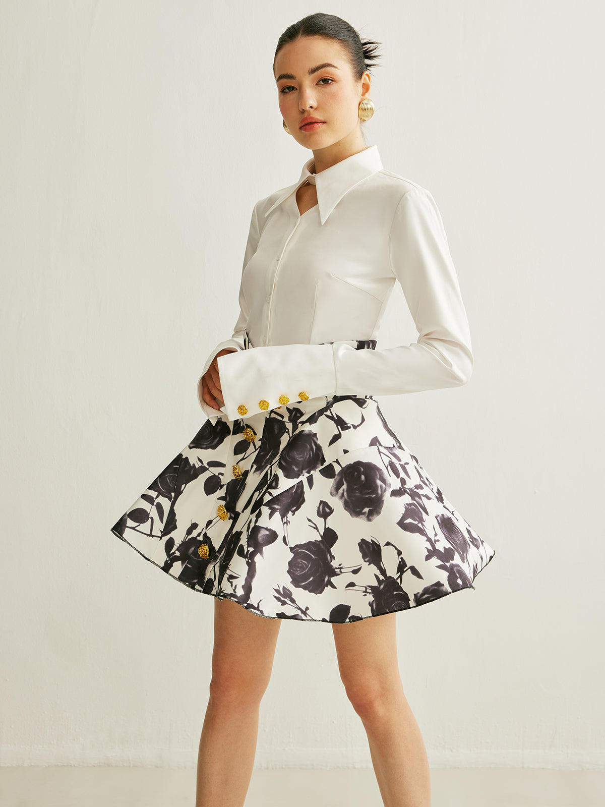 Metal Button Cutout Polo Shirt - Maison Sydney