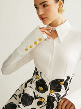 Metal Button Cutout Polo Shirt - Maison Sydney