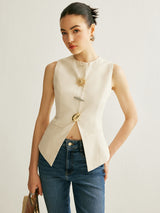Metal Detail Split Vest - Maison Sydney