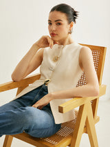 Metal Detail Split Vest - Maison Sydney