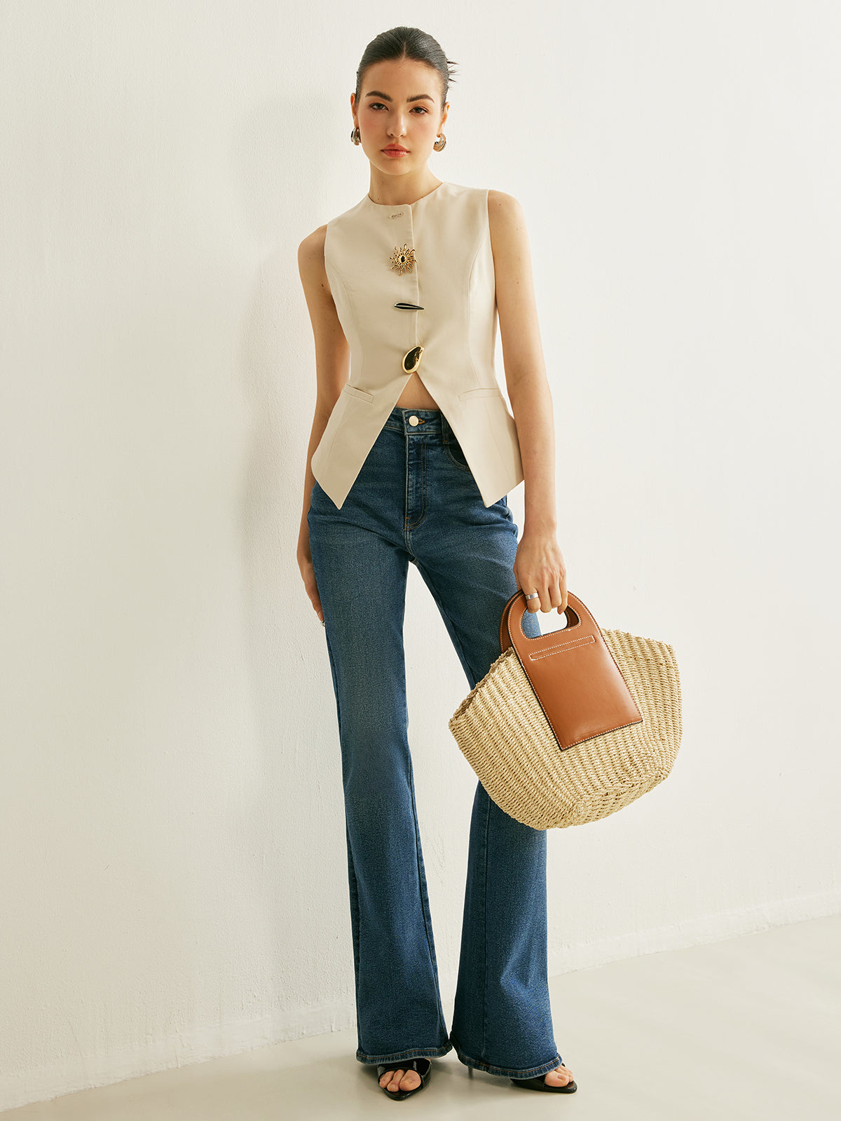 Metal Detail Split Vest - Maison Sydney