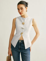 Metal Detail Split Vest - Maison Sydney