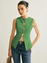 Metal Detail Split Vest - Maison Sydney