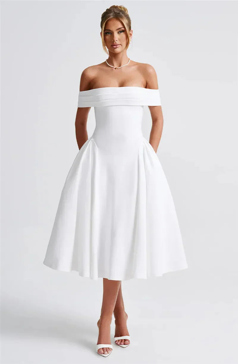 BENNET MIDI DRESS - WHITE - Maison Sydney