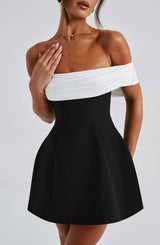 NOIR MINI DRESS - BLACK/WHITE - Maison Sydney