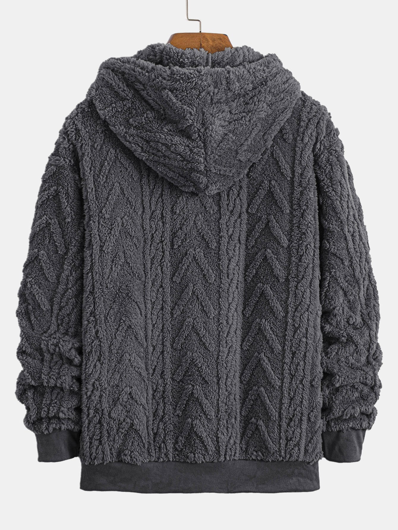Geometric Jacquard Zip Up Teddy Hoodie - Maison Sydney