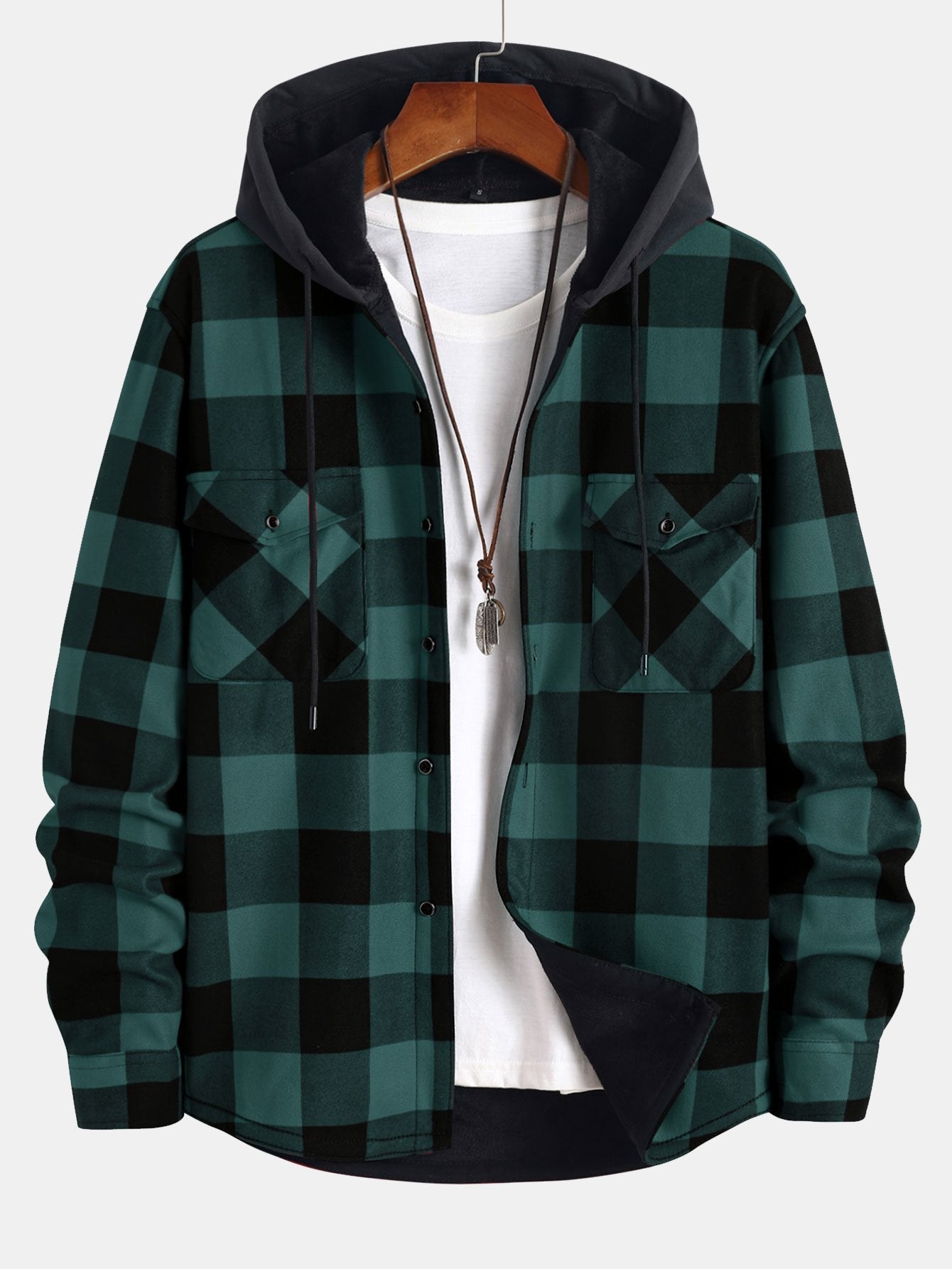 Flannel Fleece Lined Hooded Shirt - Maison Sydney