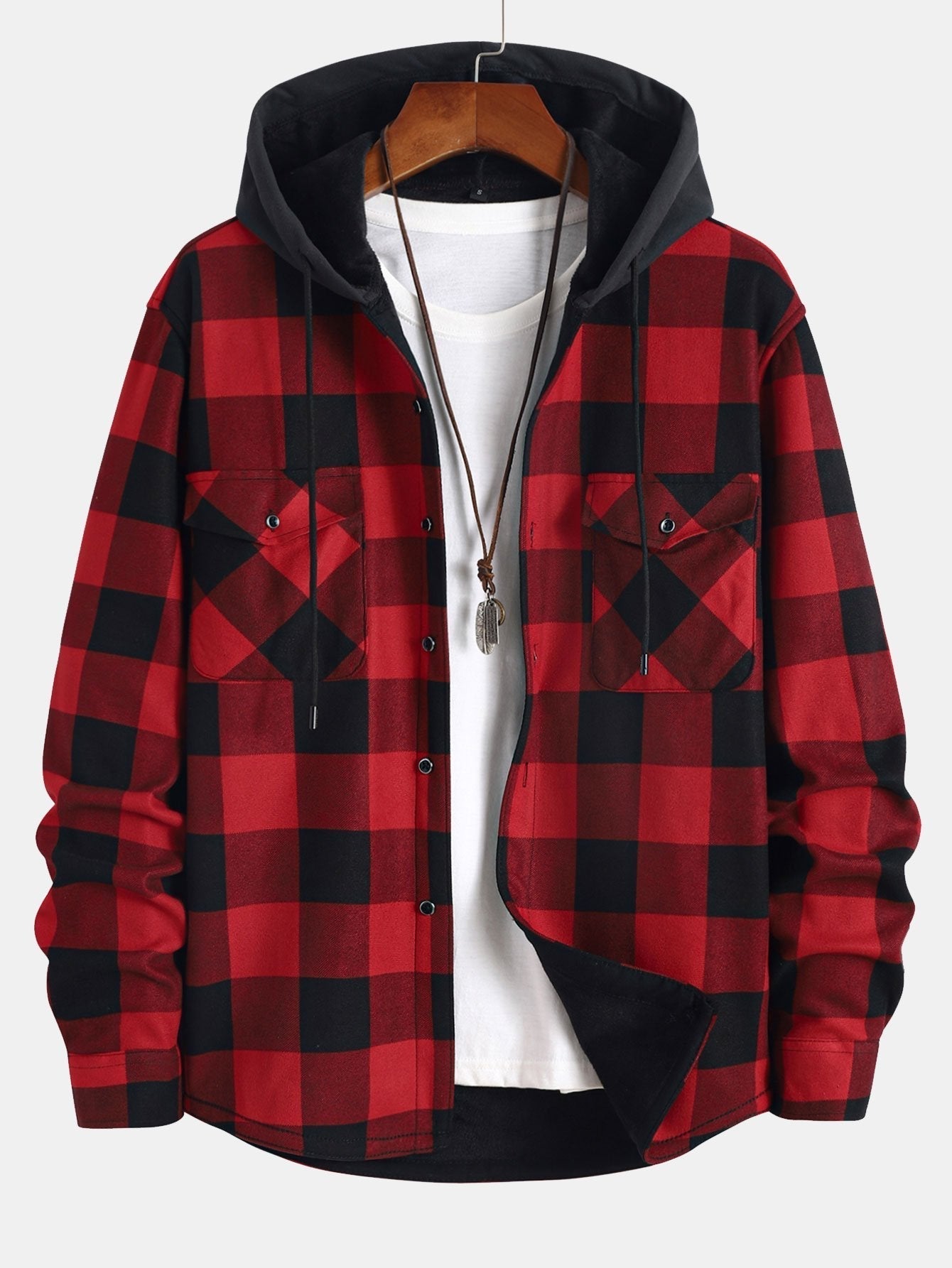 Flannel Fleece Lined Hooded Shirt - Maison Sydney