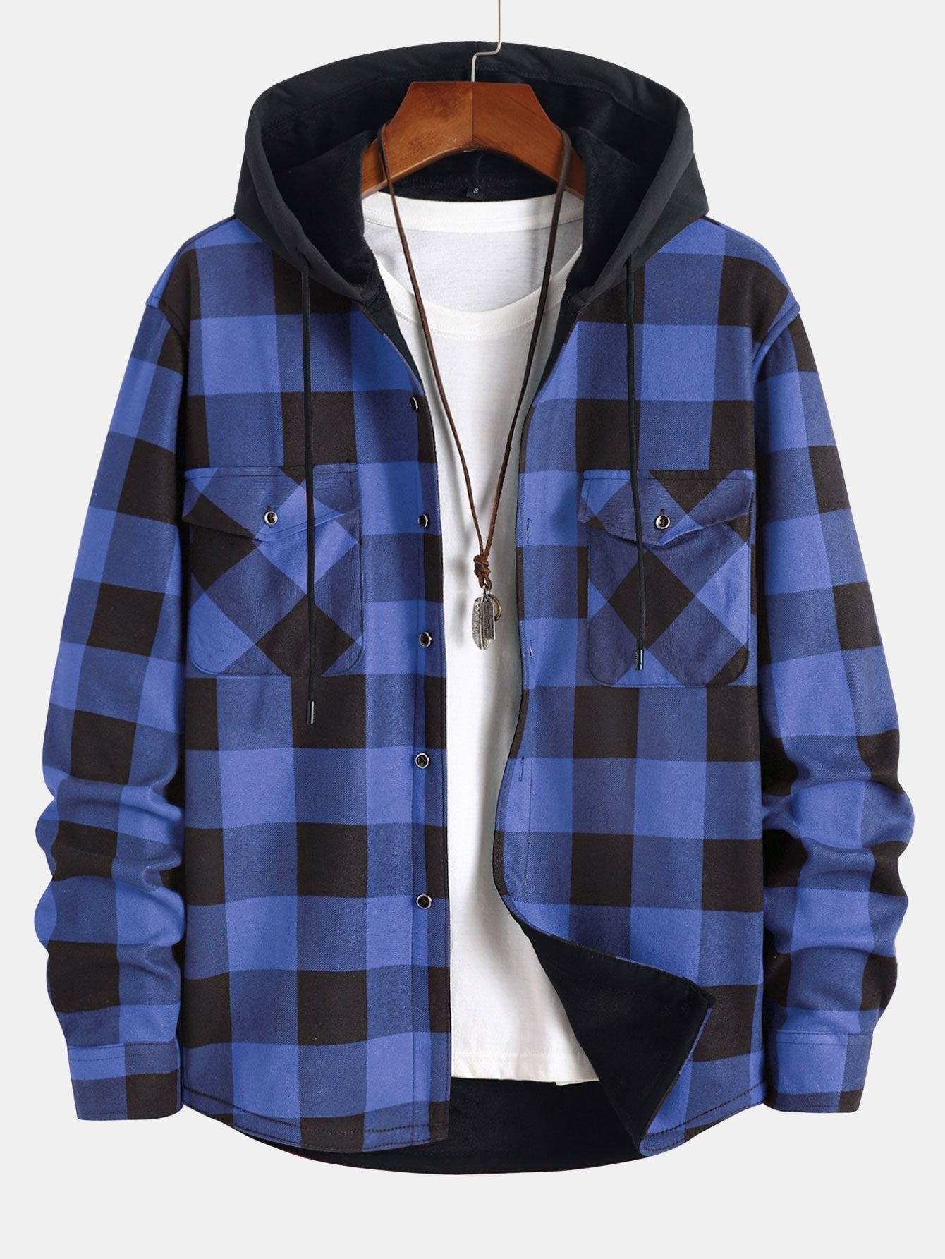 Flannel Fleece Lined Hooded Shirt - Maison Sydney