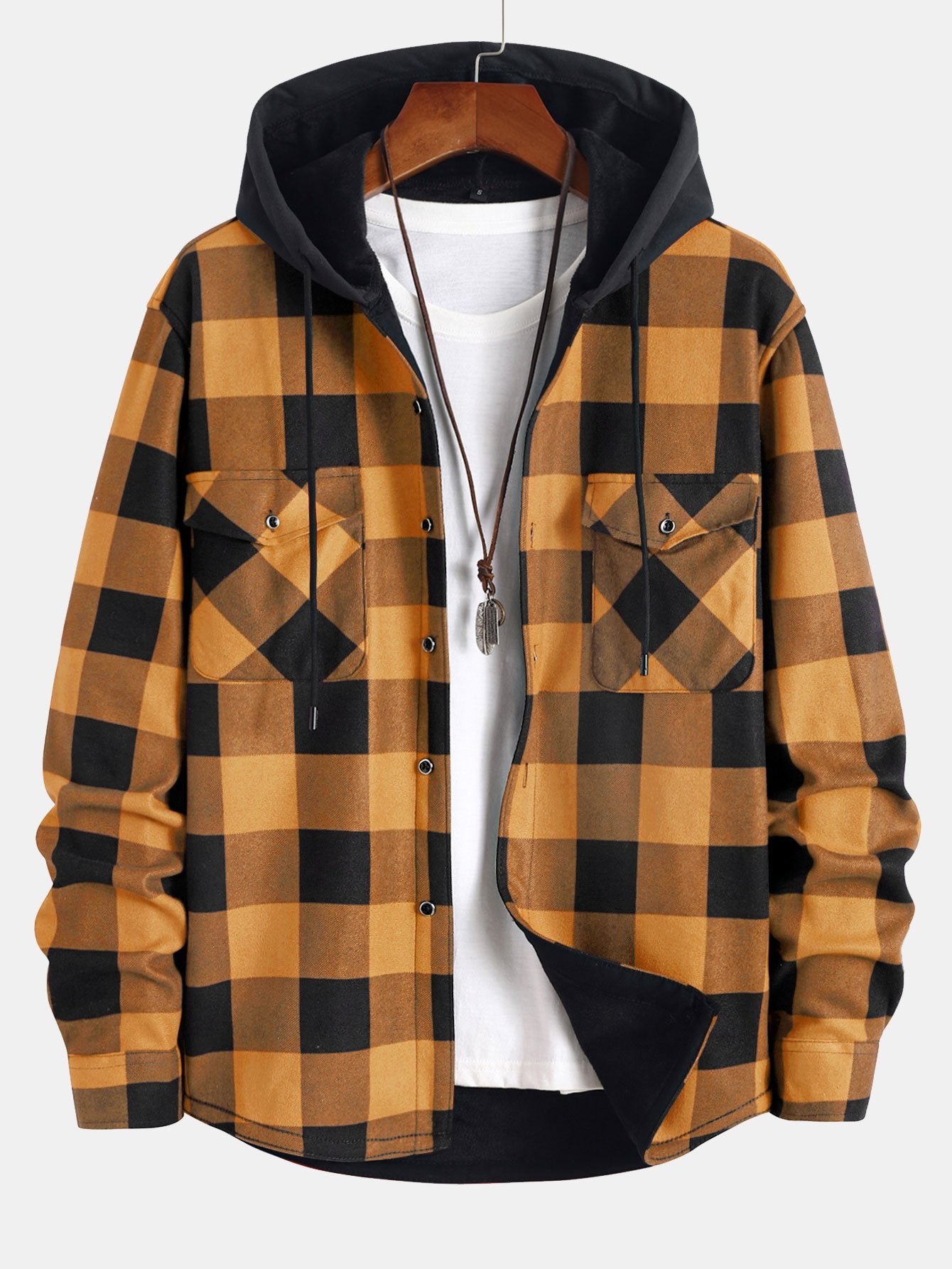 Flannel Fleece Lined Hooded Shirt - Maison Sydney