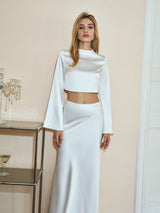 Minimalist Crop Satin Skirt Set - Maison Sydney