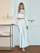 Minimalist Crop Satin Skirt Set - Maison Sydney