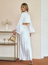 Minimalist Crop Satin Skirt Set - Maison Sydney