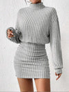 Mock Neck Ribbed Short Dress - Maison Sydney